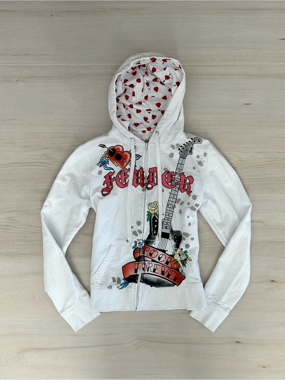 tattoo style fender zip up hoodie